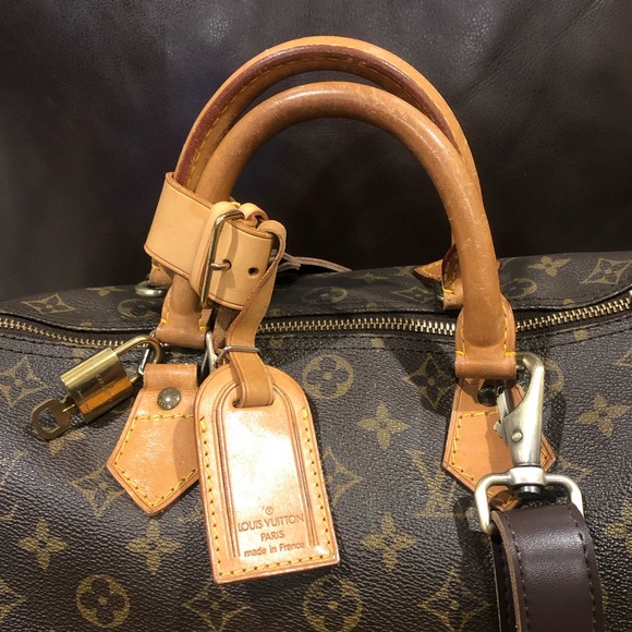 LOUIS VUITTON Monogram Speedy 30 Boston Overnight Tote Bag Lock/Key Tag/Poignet - Picture 11 of 17